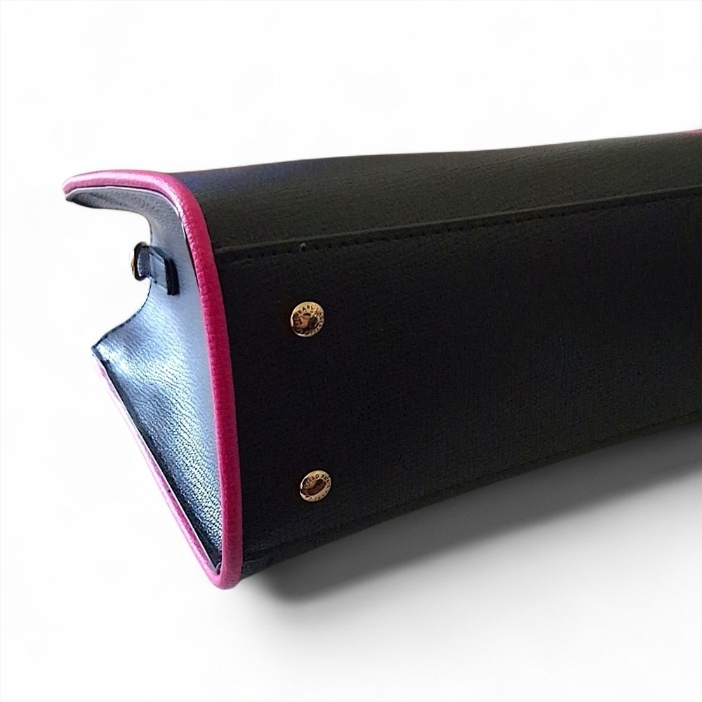 Karl Lagerfeld Paris Signature Hearts Satchel Crossbody โ Black/Fuchsia - Picture 7 of 15
